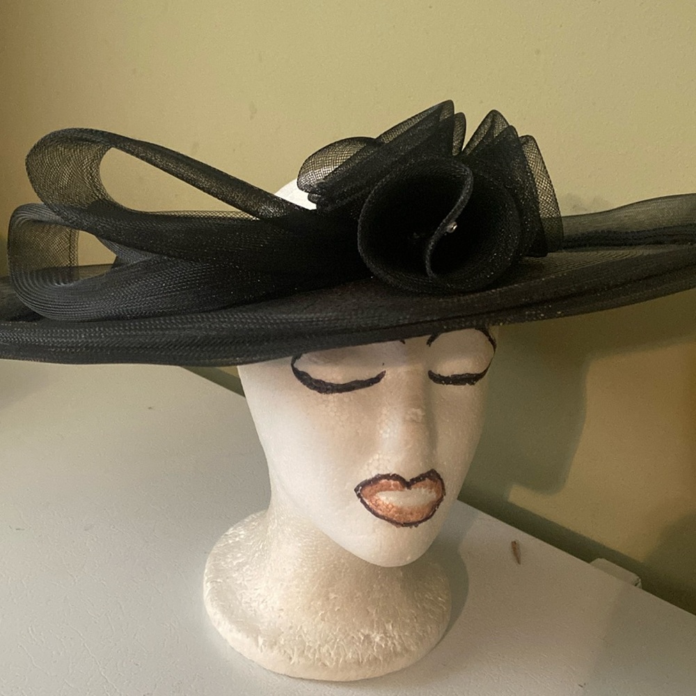 Beautiful Black Open Crown Dress Church Hat by JFY N Y